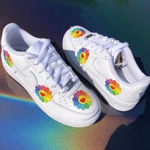 Takashi Murakami Rainbow Flower Sneakers - Custom Slip Ons